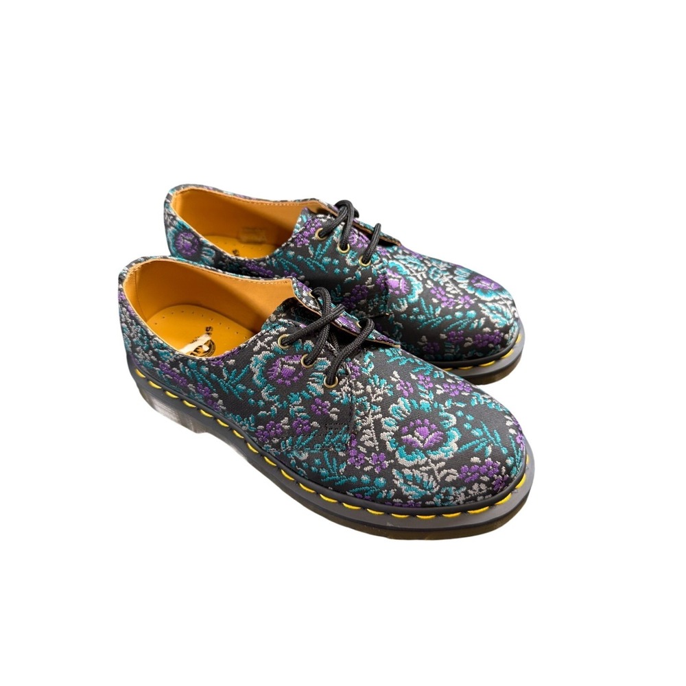 Dr. Martens 1461 Dark Floral Jacquard Oxford Shoes in Black, Purple, Teal Size 6